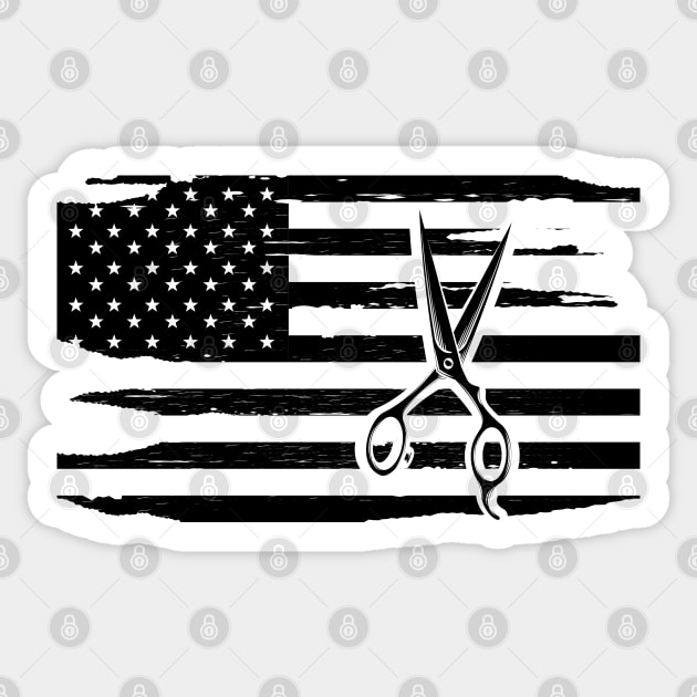 Hairstylist Hairdresser barber - Scissor in American Flag Sticker by KC Happy Shop